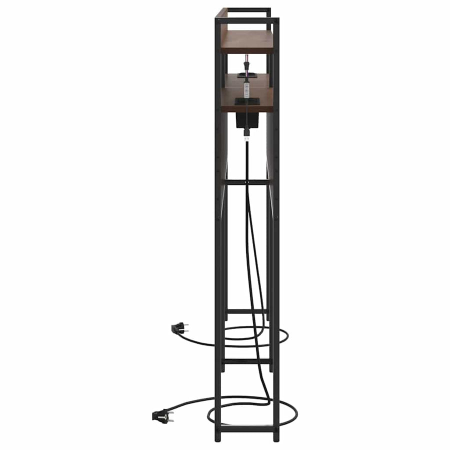 Opberghoofdbord met plank bruin eikenkleur 140 cm Bewerkt hout