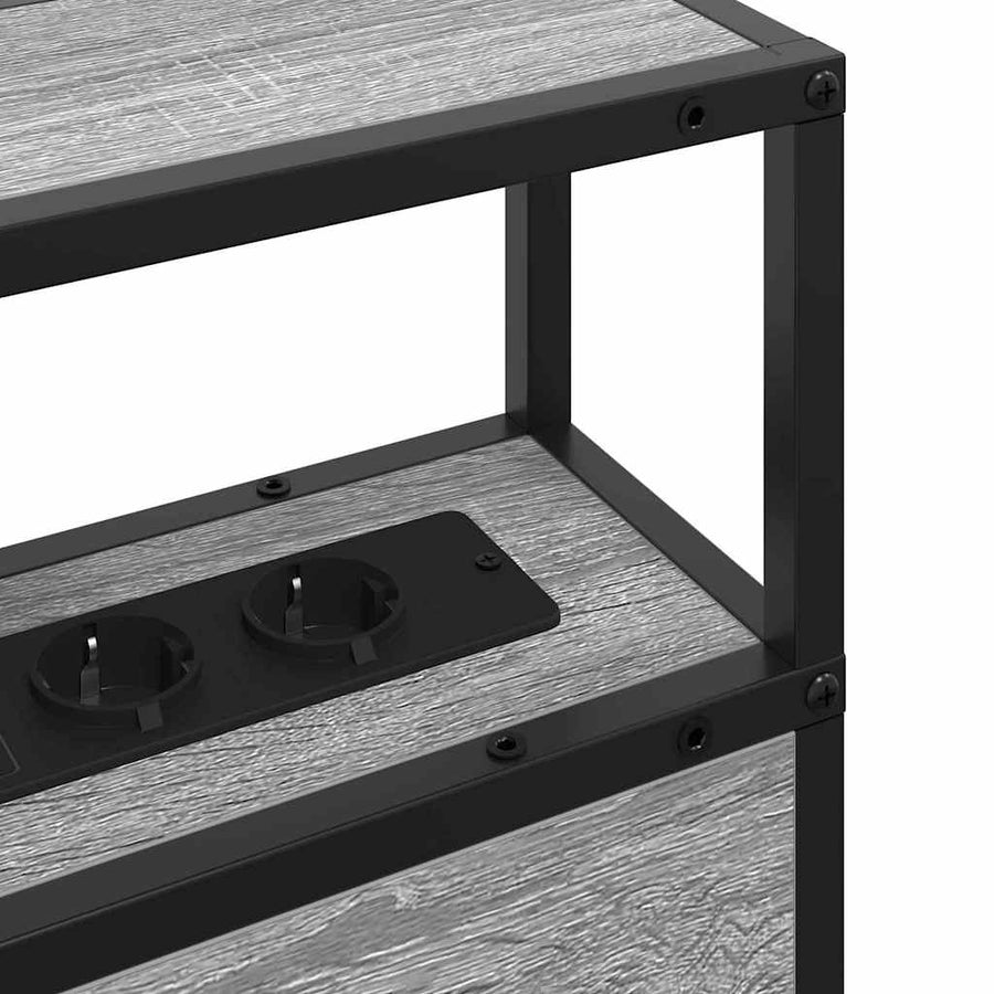Opberghoofdbord met hoofdeinde Grijs sonoma 180 cm Bewerkt hout