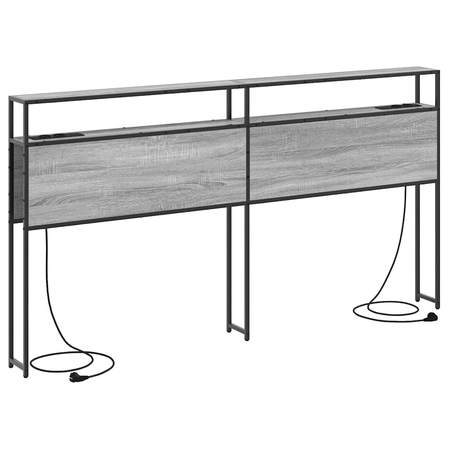 Opberghoofdbord met hoofdeinde Grijs sonoma 180 cm Bewerkt hout