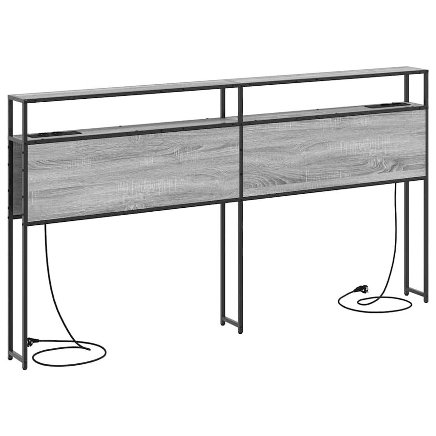 Opberghoofdbord met hoofdeinde Grijs sonoma 180 cm Bewerkt hout