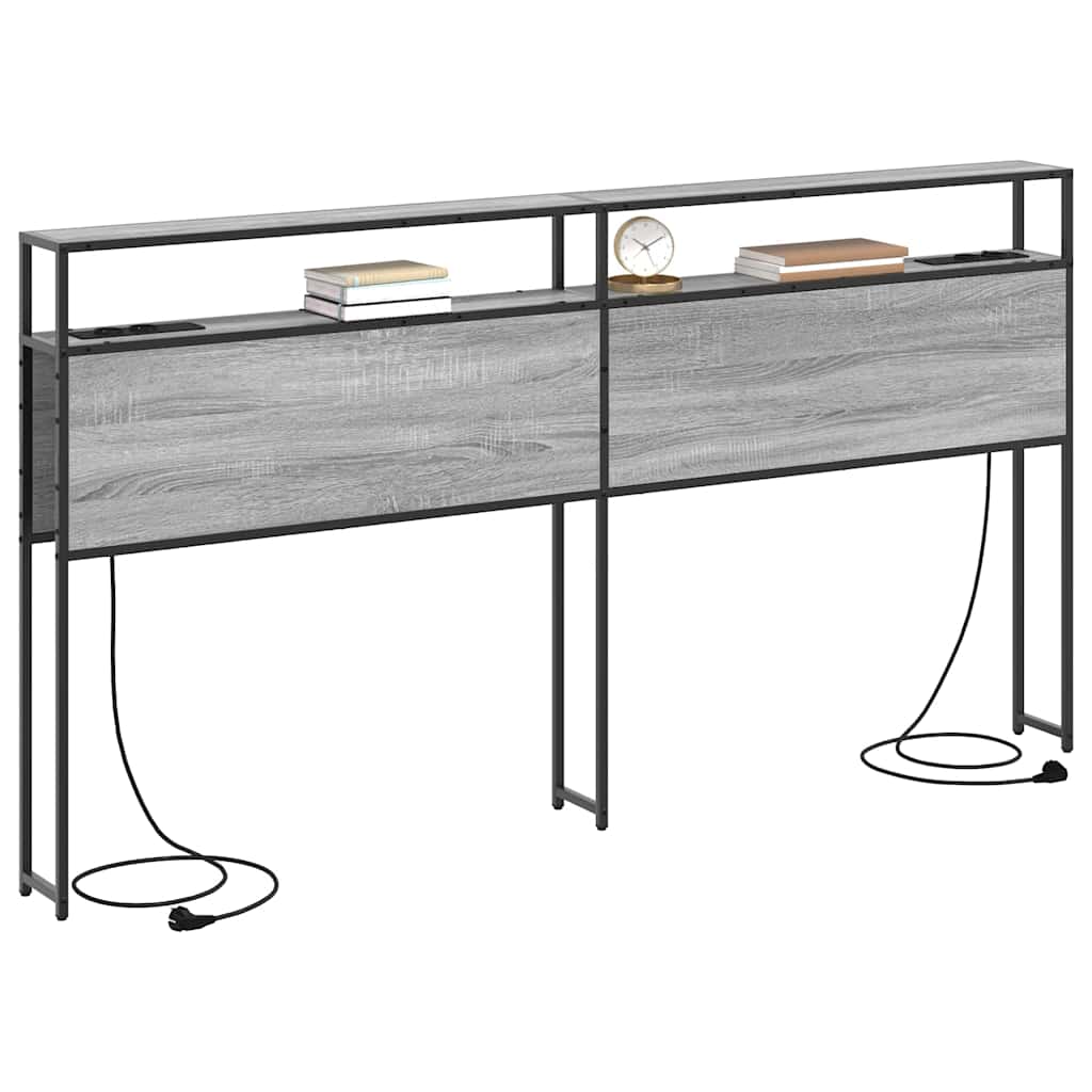 Opberghoofdbord met hoofdeinde Grijs sonoma 180 cm Bewerkt hout