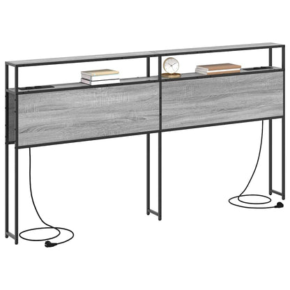 Opberghoofdbord met hoofdeinde Grijs sonoma 180 cm Bewerkt hout