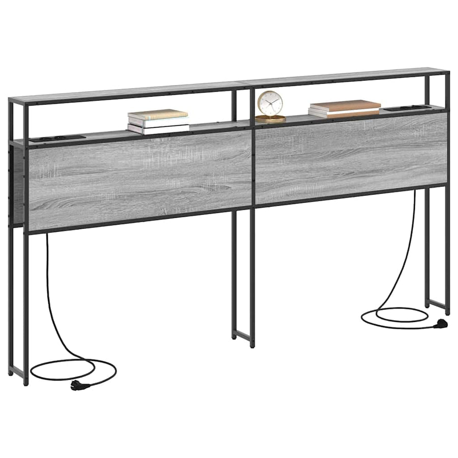 Opberghoofdbord met hoofdeinde Grijs sonoma 180 cm Bewerkt hout