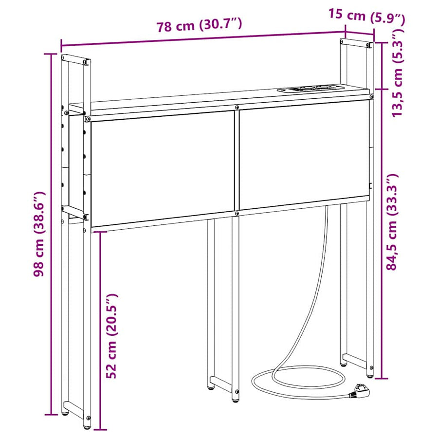 Opberghoofdbord met hoofdeinde met opslag Sonoma eiken 75 cm Bewerkt hout