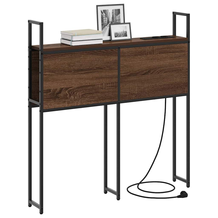 Opberghoofdbord bruin eikenkleur 80 cm Bewerkt hout