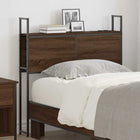 Storage Headboard with Charging Station brown oak-effect Engineered wood