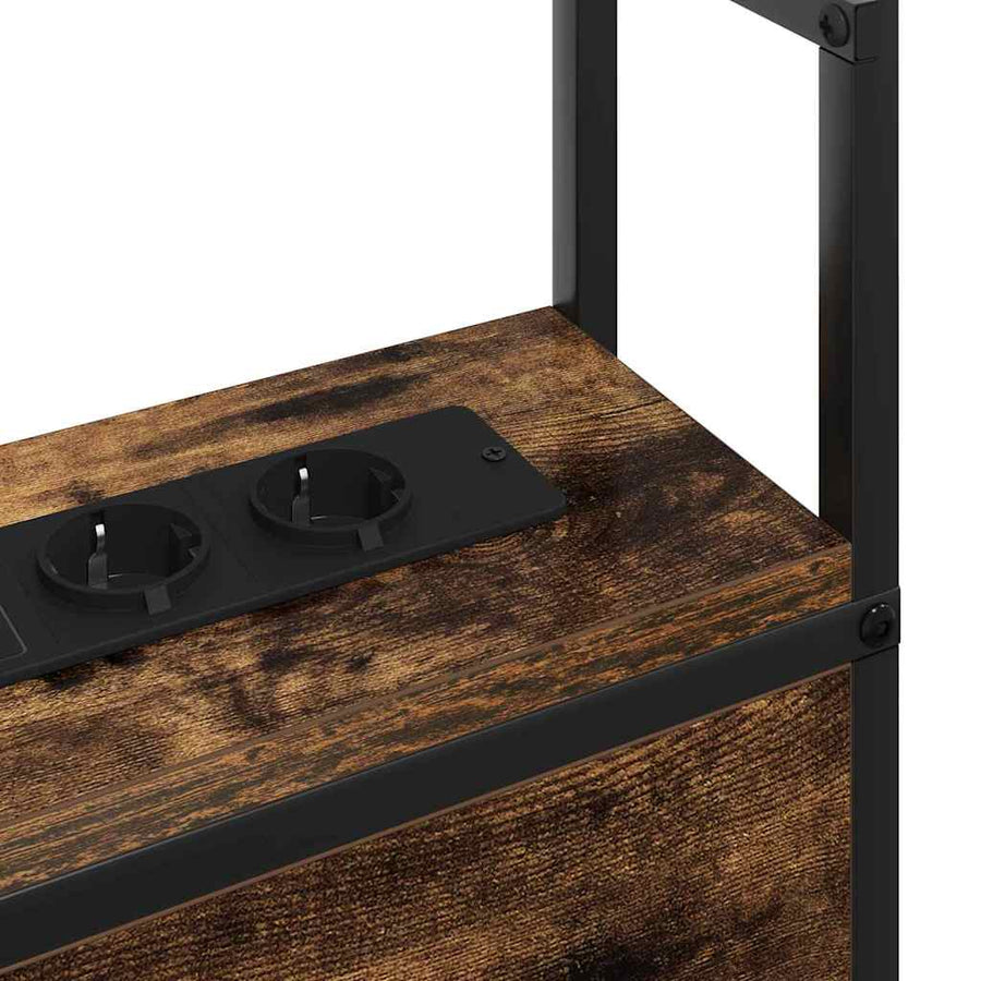 Opberghoofdbord Gerookt eiken 100 cm Bewerkt hout