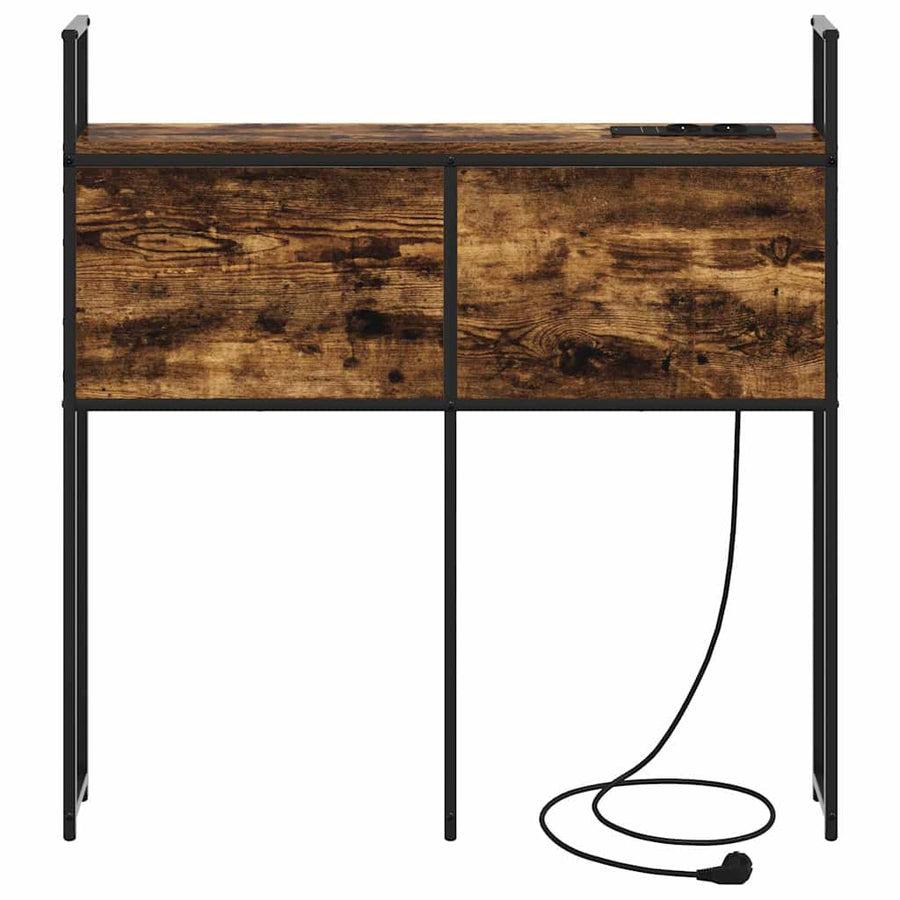 Opberghoofdbord Gerookt eiken 100 cm Bewerkt hout