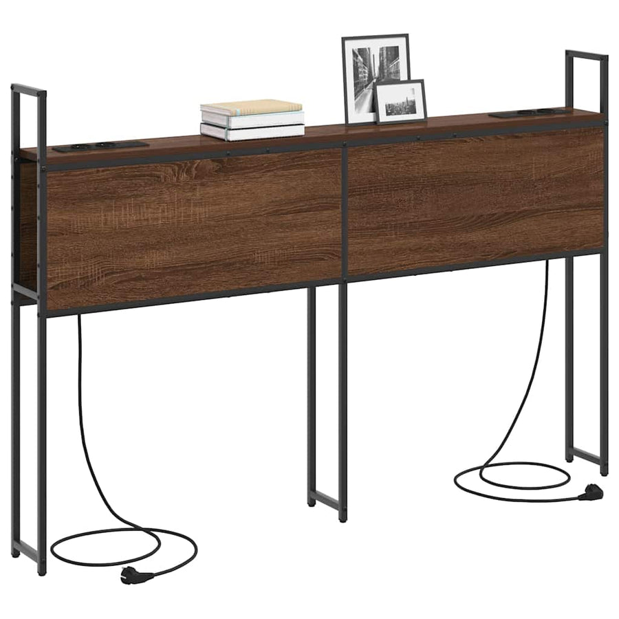 Opberghoofdbord bruin eikenkleur 120 cm Bewerkt hout