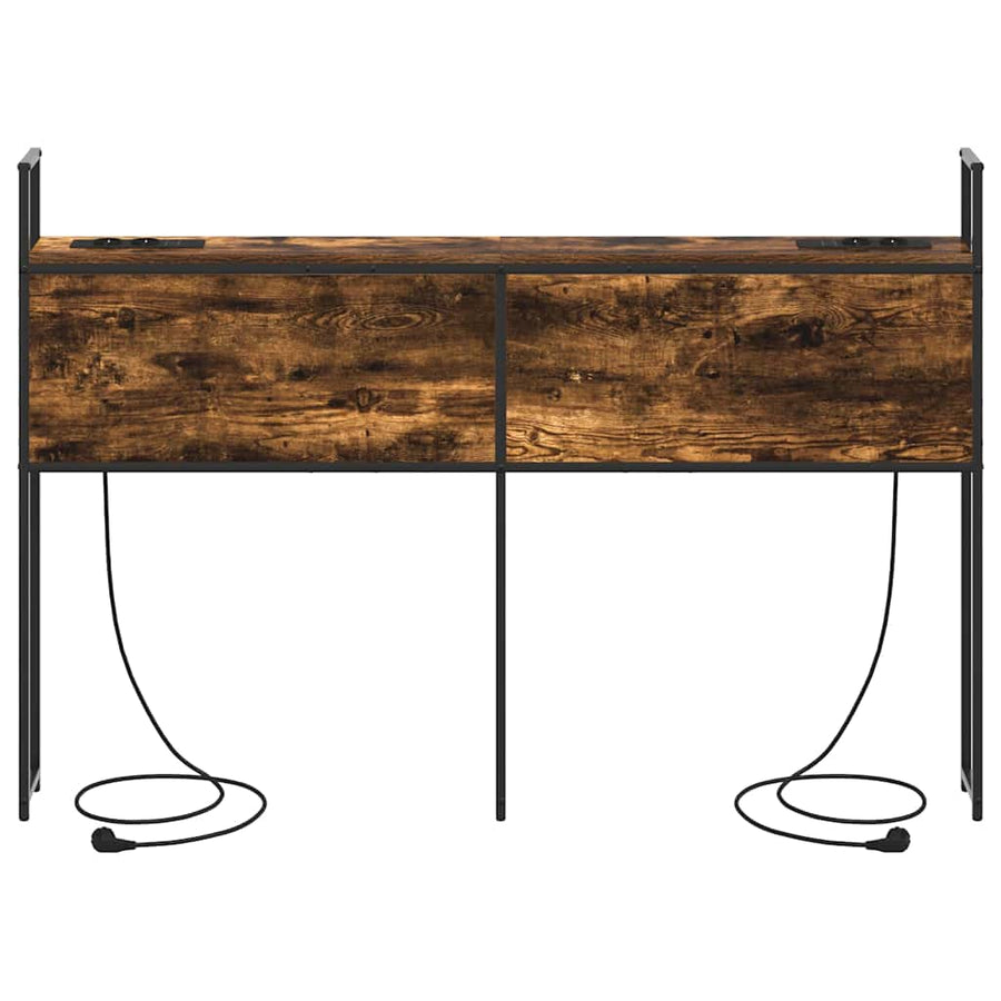 Opberghoofdbord Gerookt eiken 135 cm Bewerkt hout