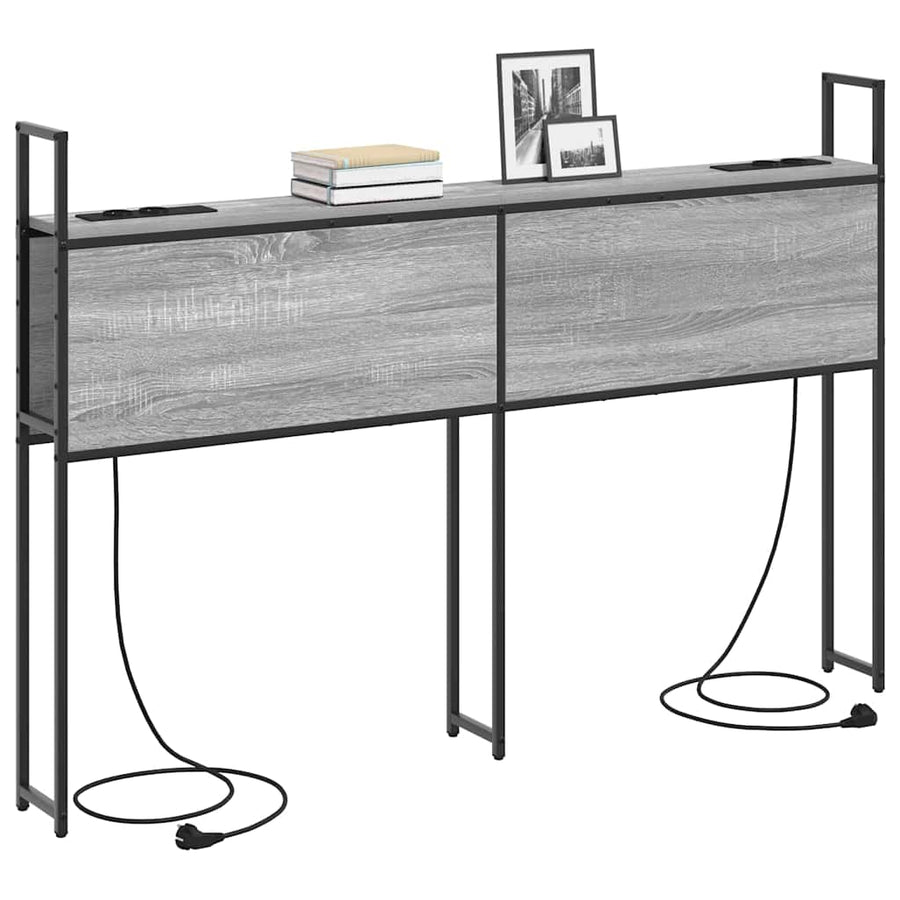 Opberghoofdbord met hoofdeinde met opslag Grijs sonoma 135 cm Bewerkt hout