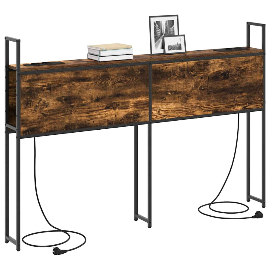 Opberghoofdbord Gerookt eiken 150 cm Bewerkt hout