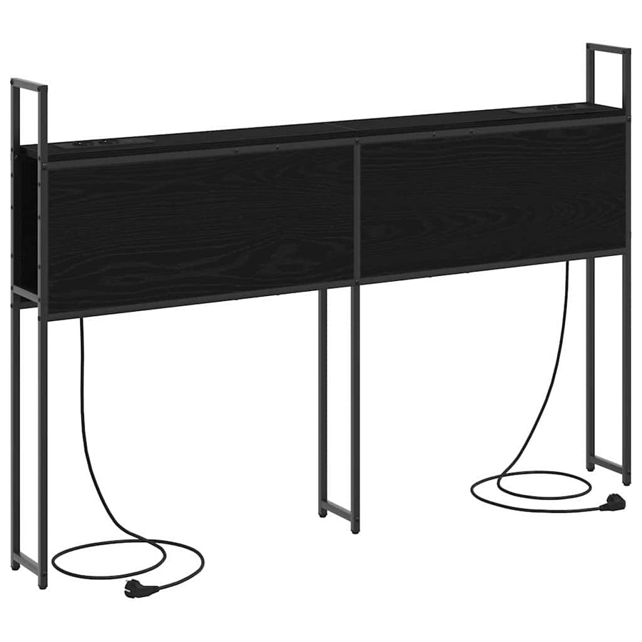 Opberghoofdbord met hoofdeinde met opslag Zwart eiken 160 cm Bewerkt hout