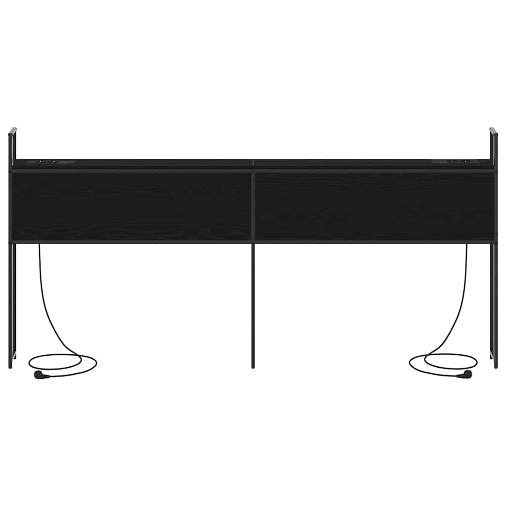 Opberghoofdbord met hoofdeinde met opslag Zwart eiken 180 cm Bewerkt hout