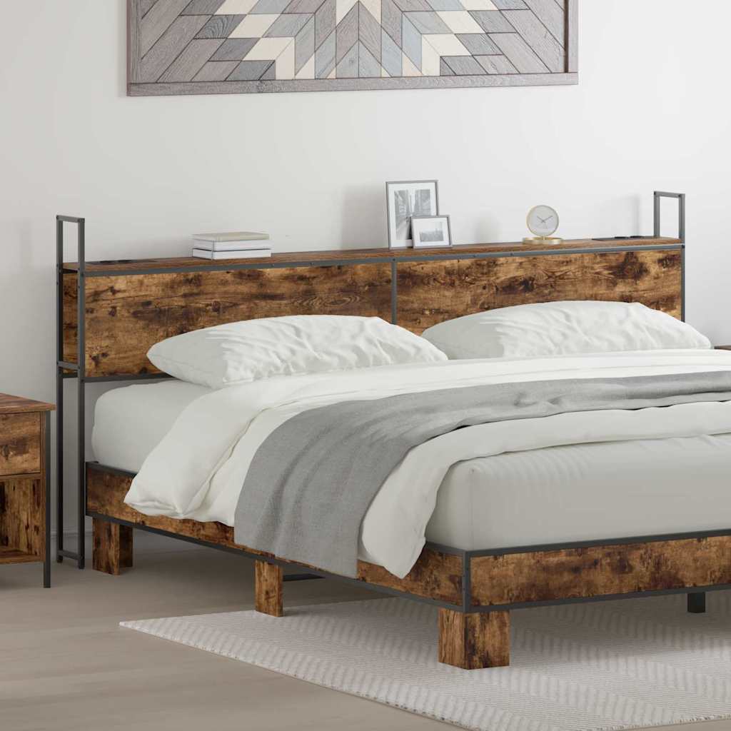 Opberghoofdbord Gerookt eiken 180 cm Bewerkt hout