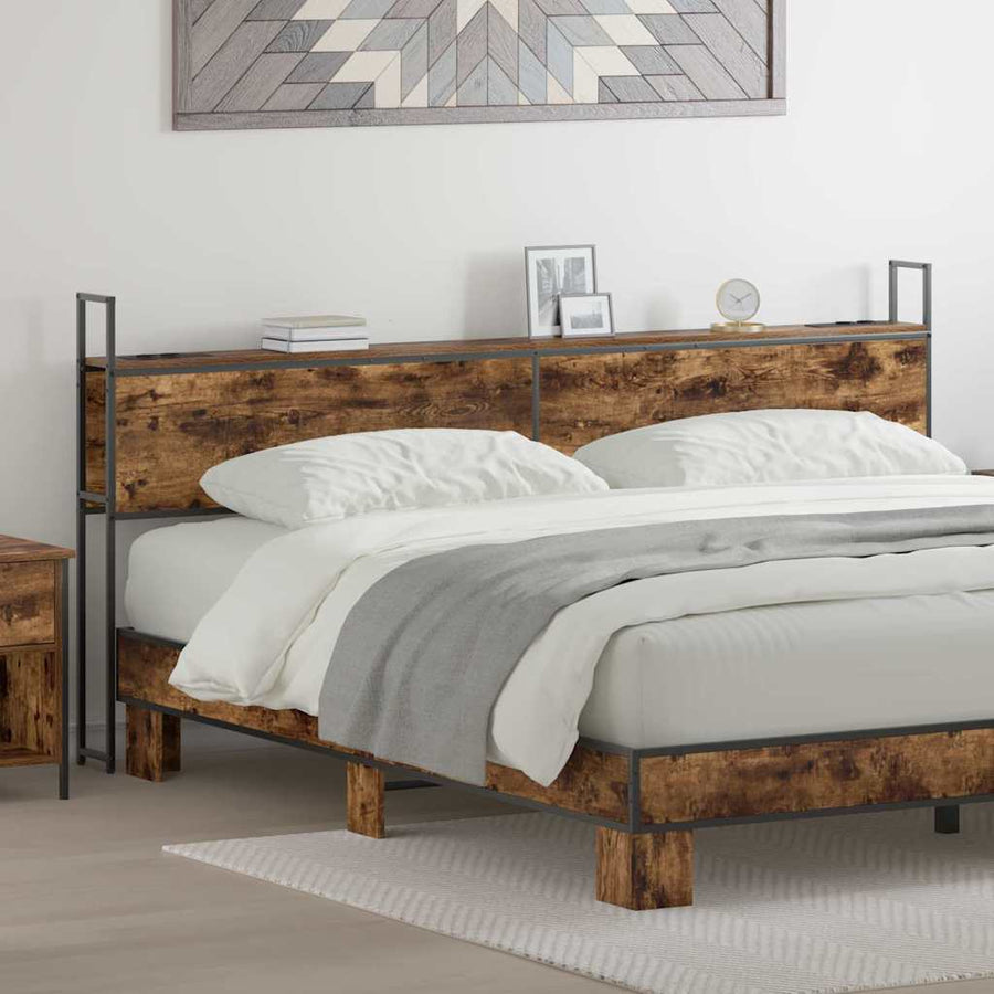 Opberghoofdbord Gerookt eiken 180 cm Bewerkt hout