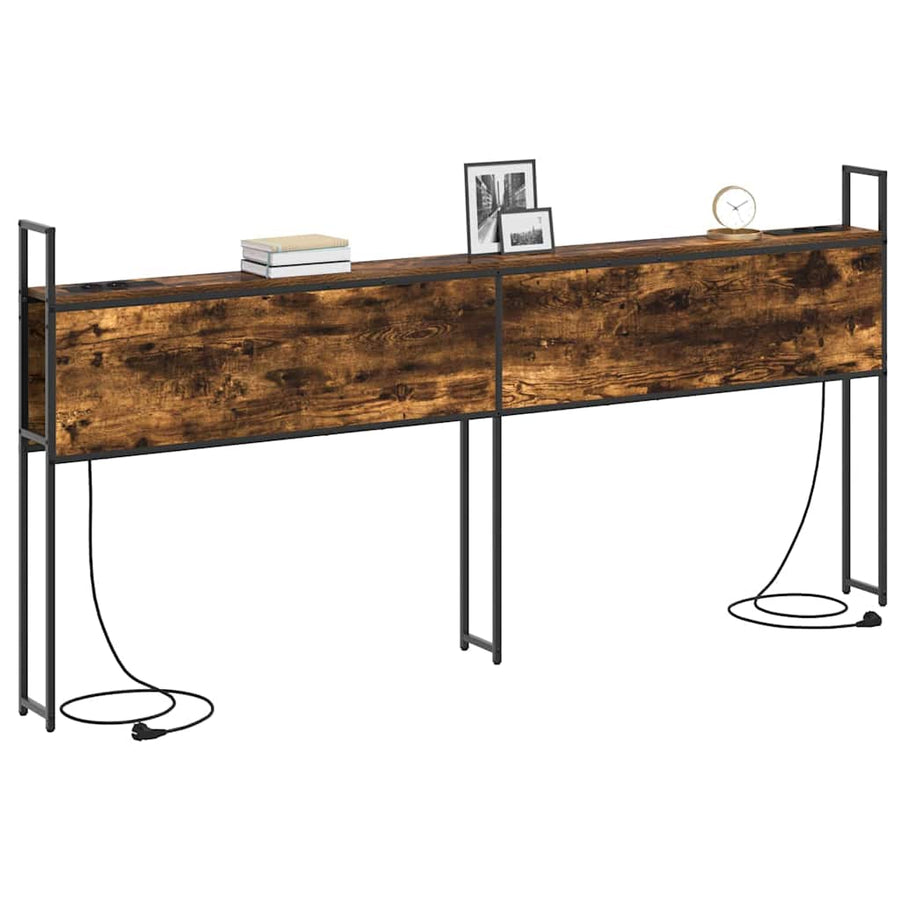 Opberghoofdbord Gerookt eiken 180 cm Bewerkt hout