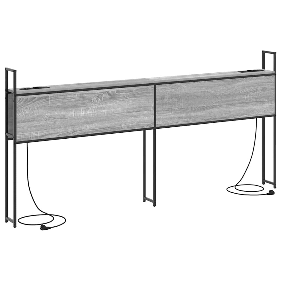 Opberghoofdbord met hoofdeinde met opslag Grijs sonoma 180 cm Bewerkt hout