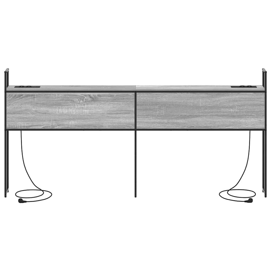 Opberghoofdbord met hoofdeinde met opslag Grijs sonoma 180 cm Bewerkt hout