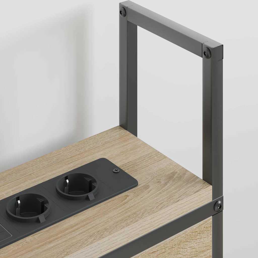 Opberghoofdbord met Oplaadstation Sonoma eiken Bewerkt hout