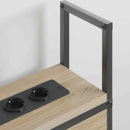 Opberghoofdbord met Oplaadstation Sonoma eiken Bewerkt hout