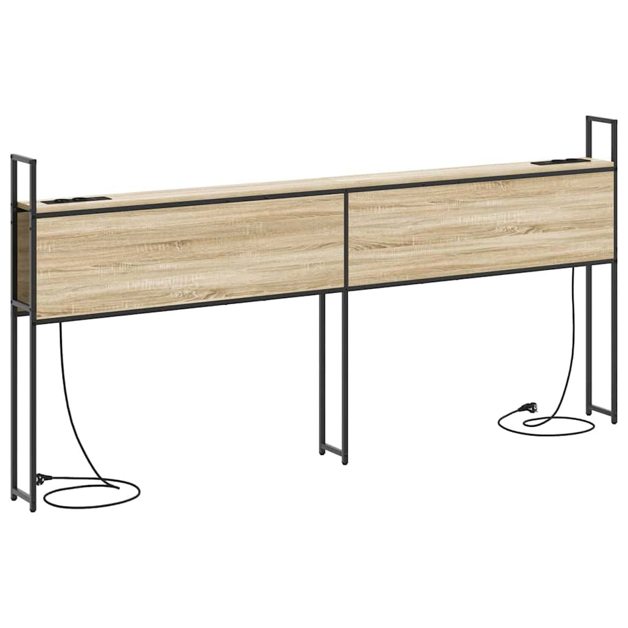 Opberghoofdbord met Oplaadstation Sonoma eiken Bewerkt hout