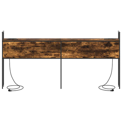 Opberghoofdbord Gerookt eiken 200 cm Bewerkt hout