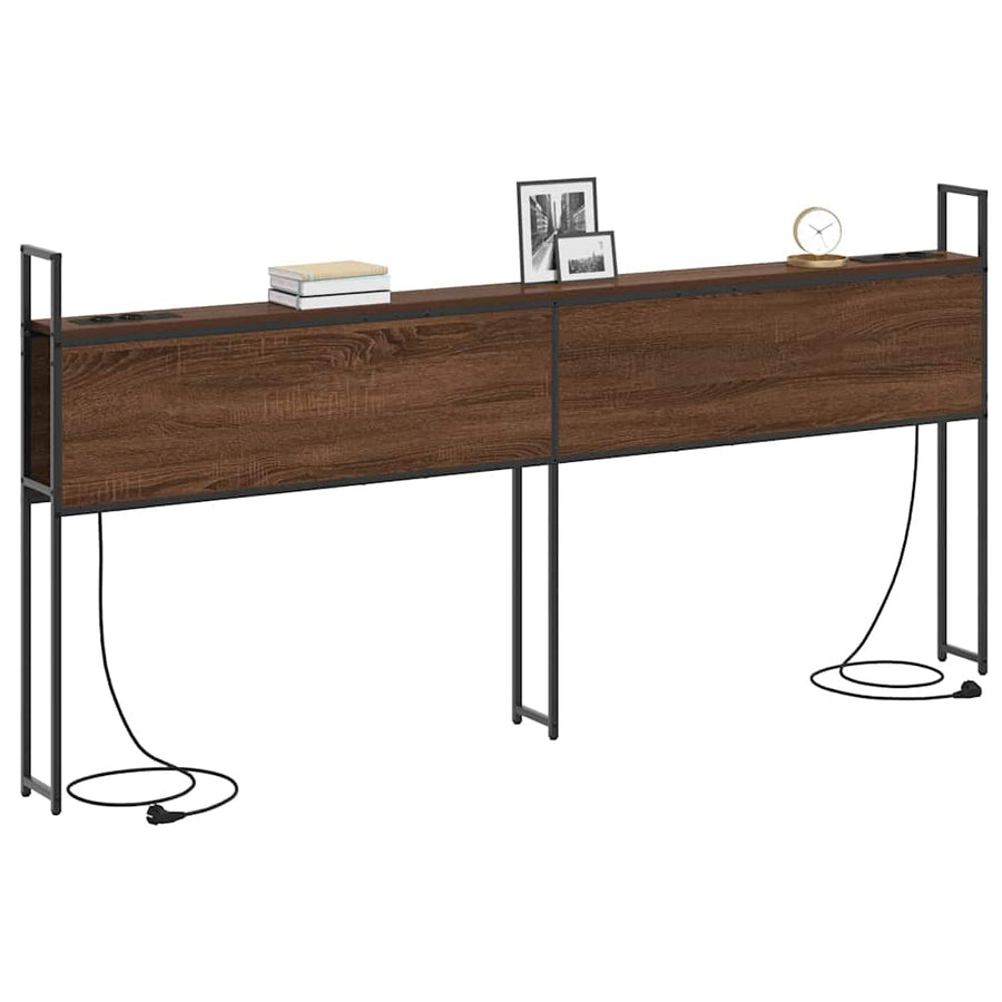 Opberghoofdbord bruin eikenkleur 200 cm Bewerkt hout