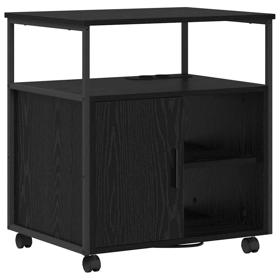 Kantoor kast met wiel Zwart eiken 60 x 46 x 67 cm Bewerkt hout