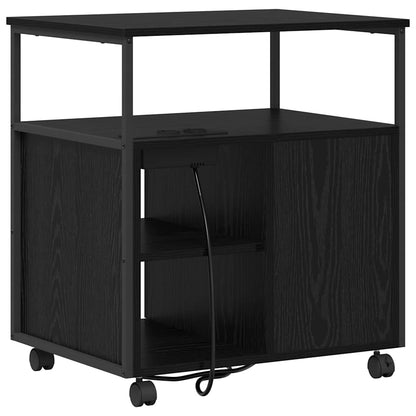 Kantoor kast met wiel Zwart eiken 60 x 46 x 67 cm Bewerkt hout