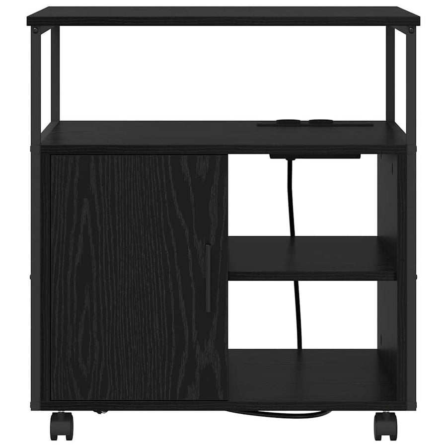 Kantoor kast met wiel Zwart eiken 60 x 46 x 67 cm Bewerkt hout