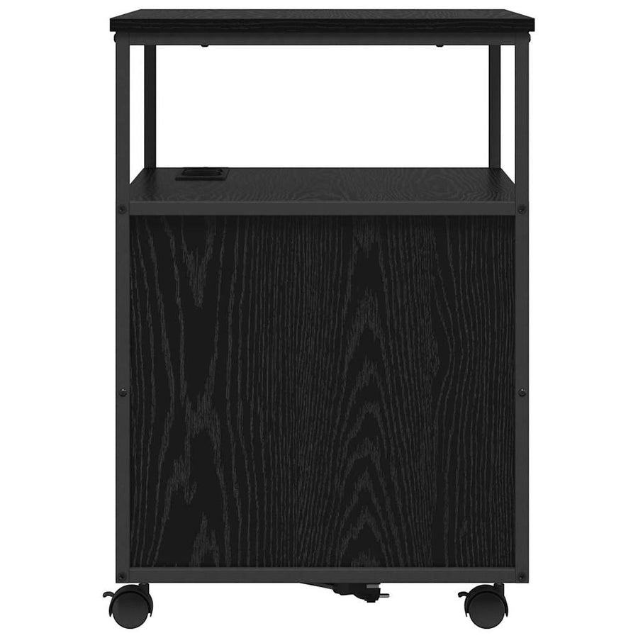 Kantoor kast met wiel Zwart eiken 60 x 46 x 67 cm Bewerkt hout