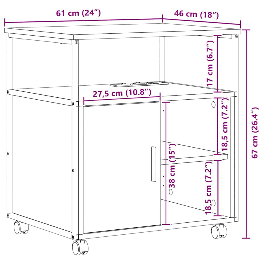 Kantoor kast Gerookt eiken 60 x 46 x 67 cm Bewerkt hout