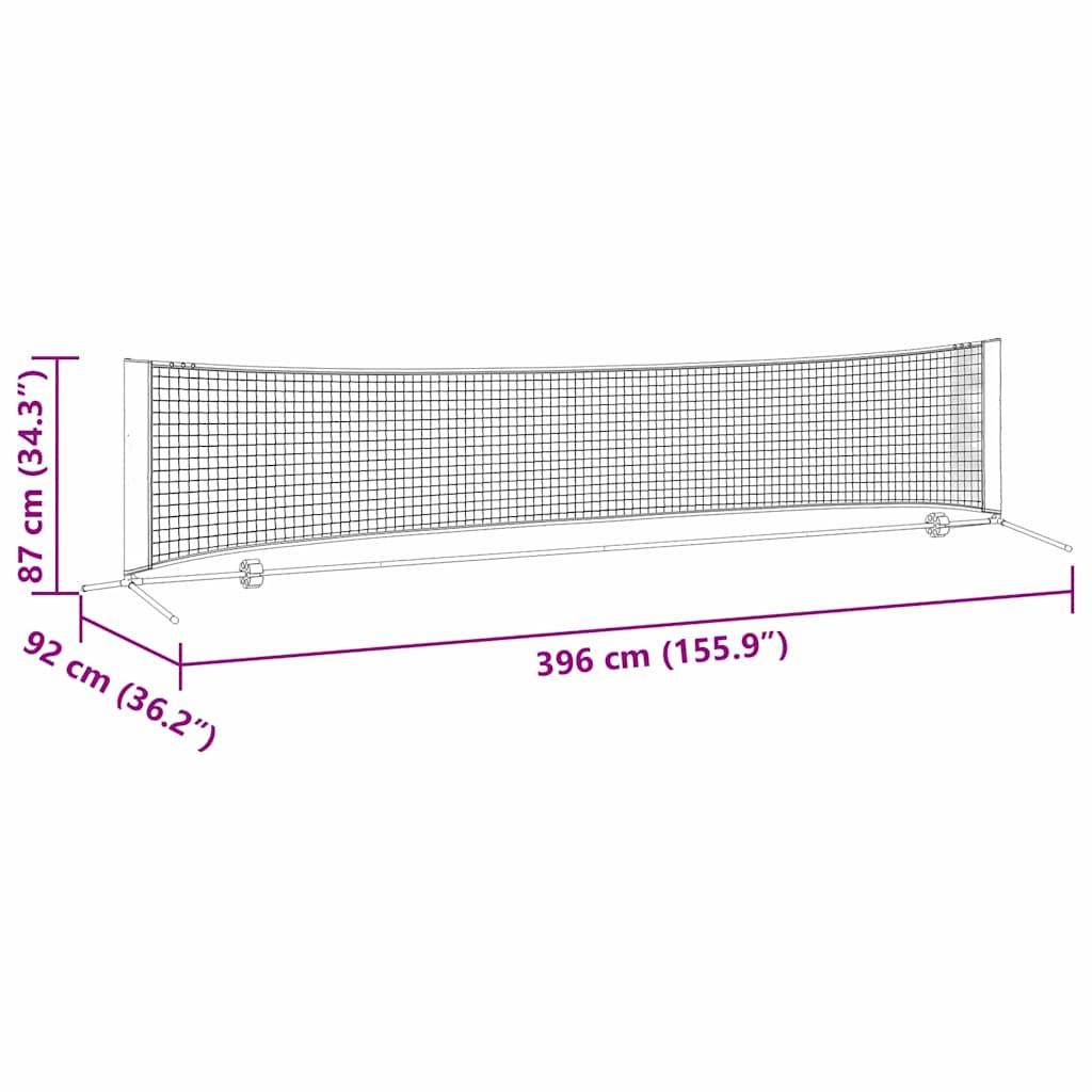 Tennisnet Zwart en rood 396 x 92 x 87 cm Polyester