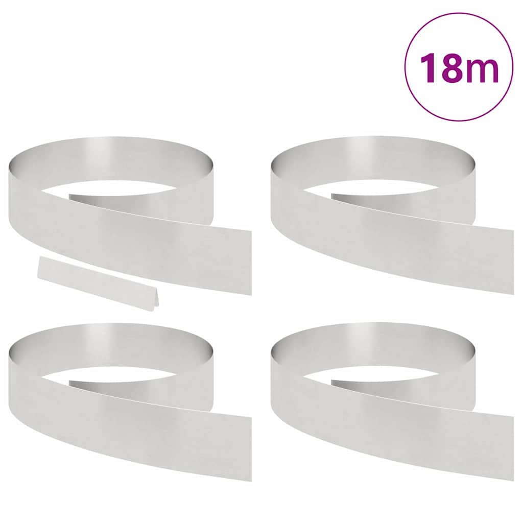 Tuin Grasperkafwerking 4 pcs Zilver 450 x 15 cm Roestvrij staal