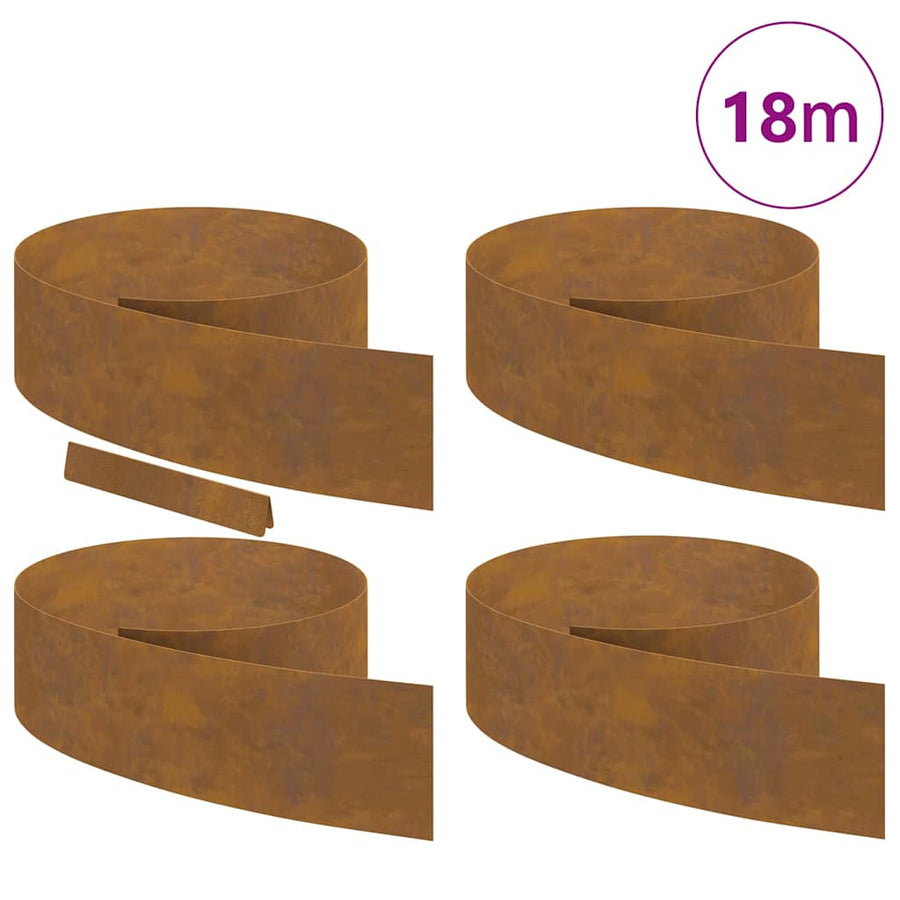 Tuin Grasperkafwerking 4 pcs Roestig 450 x 20 cm Cortenstaal