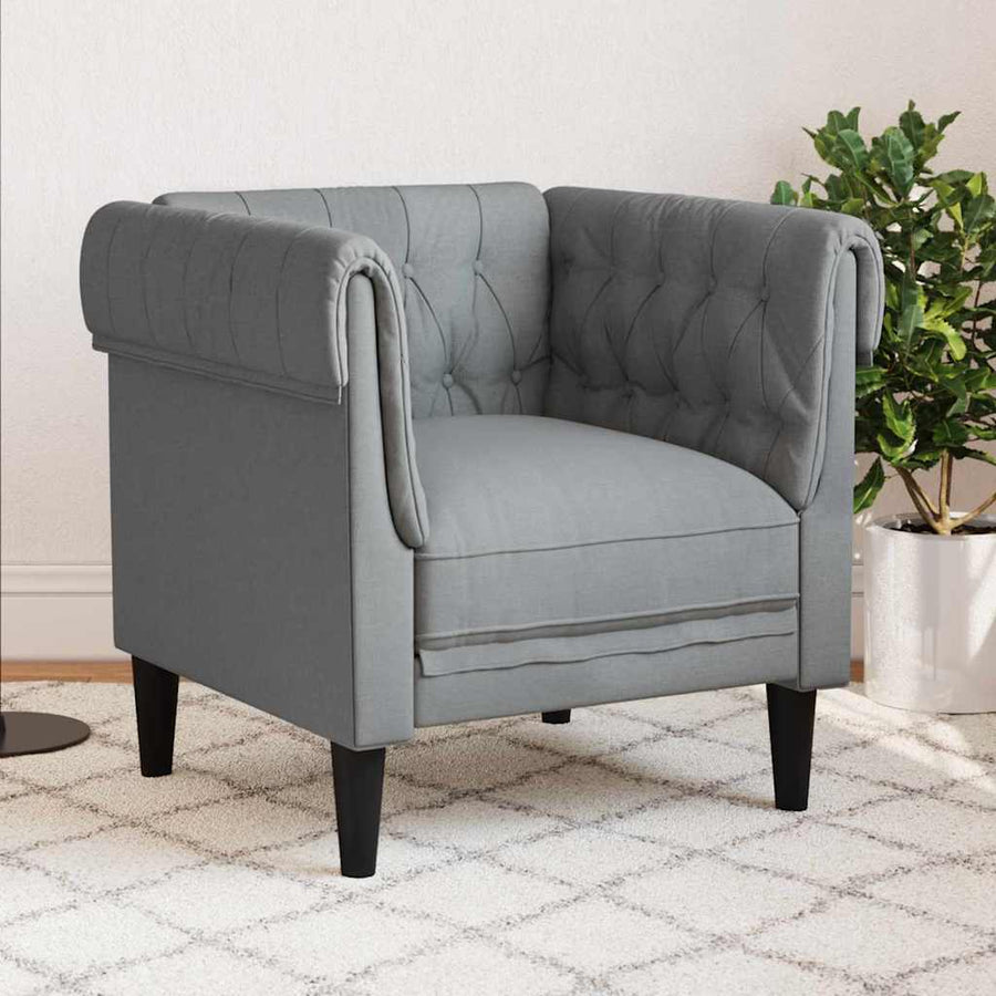Chesterfield Bank Stoel Lichtgrijs 78.5 x 74.5 x 74.5 cm Stof
