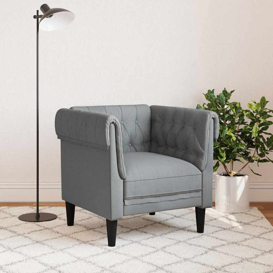 Chesterfield Bank Stoel Lichtgrijs 78.5 x 74.5 x 74.5 cm Stof