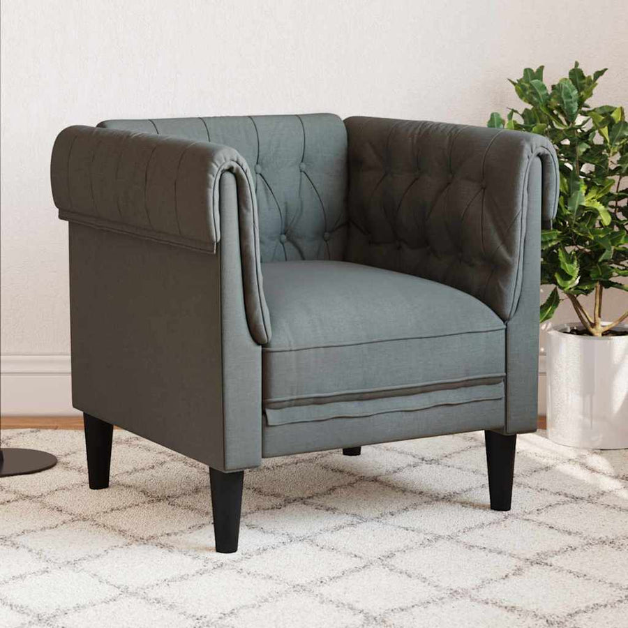 Chesterfield Bank Stoel Donkergrijs 78.5 x 74.5 x 74.5 cm Stof