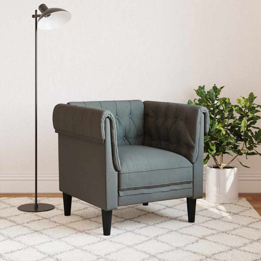 Chesterfield Bank Stoel Donkergrijs 78.5 x 74.5 x 74.5 cm Stof