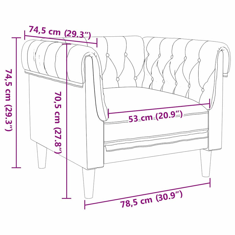Chesterfield Bank Stoel Donkergrijs 78.5 x 74.5 x 74.5 cm Stof