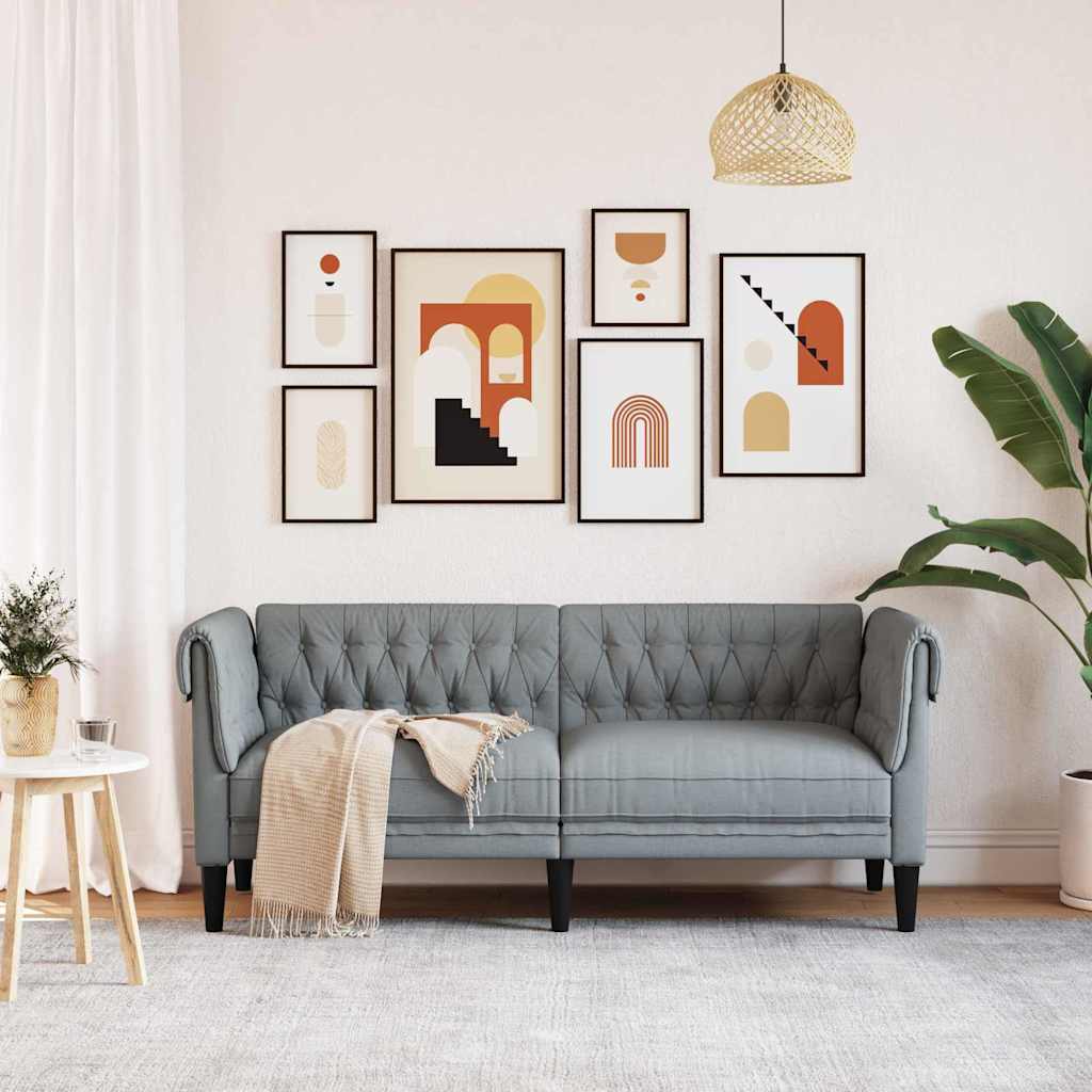 Chesterfieldbank Geruit Lichtgrijs 182.5 x 74.5 x 74.5 cm Stof