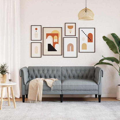 Chesterfieldbank Geruit Lichtgrijs 182.5 x 74.5 x 74.5 cm Stof