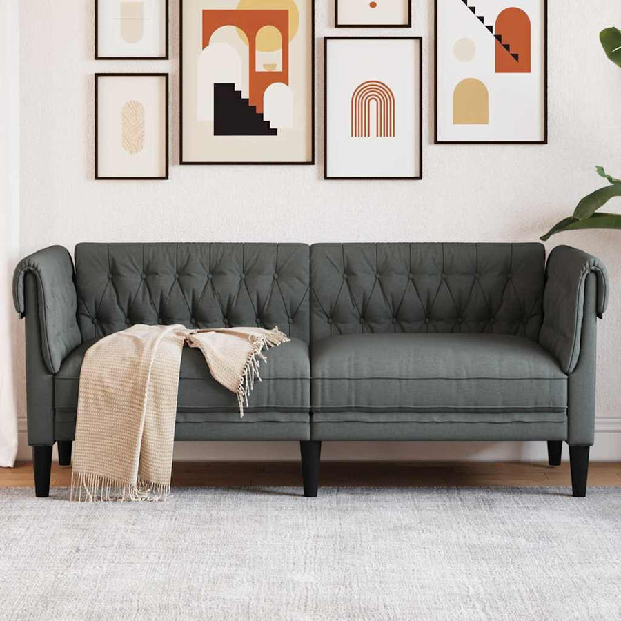 Chesterfieldbank Geruit Donkergrijs 182.5 x 74.5 x 74.5 cm Stof