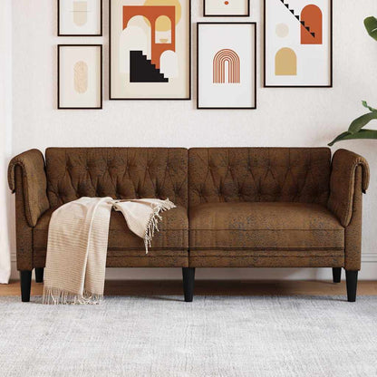 Chesterfieldbank Bruin 182.5 x 74.5 x 74.5 cm Faux suede leer