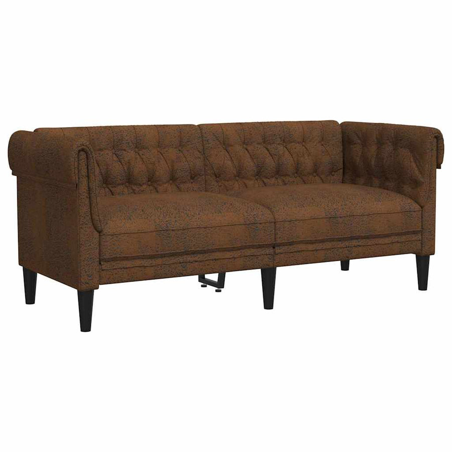 Chesterfieldbank Bruin 182.5 x 74.5 x 74.5 cm Faux suede leer