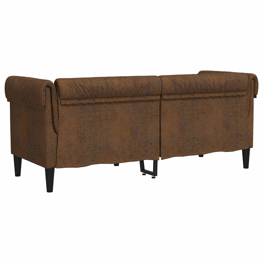 Chesterfieldbank Bruin 182.5 x 74.5 x 74.5 cm Faux suede leer