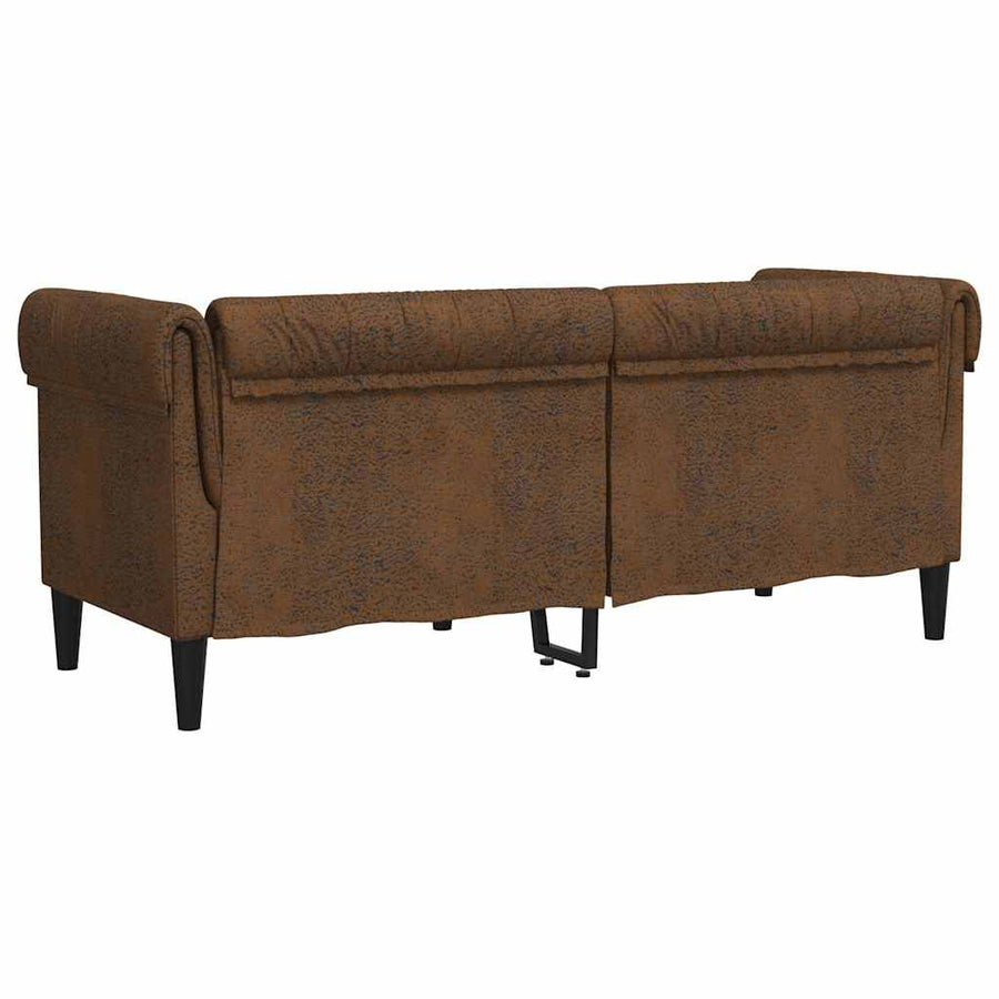 Chesterfieldbank Bruin 182.5 x 74.5 x 74.5 cm Faux suede leer
