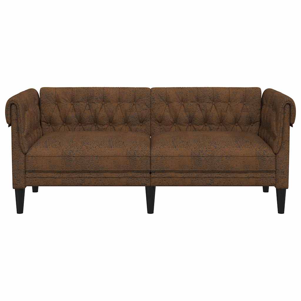 Chesterfieldbank Bruin 182.5 x 74.5 x 74.5 cm Faux suede leer