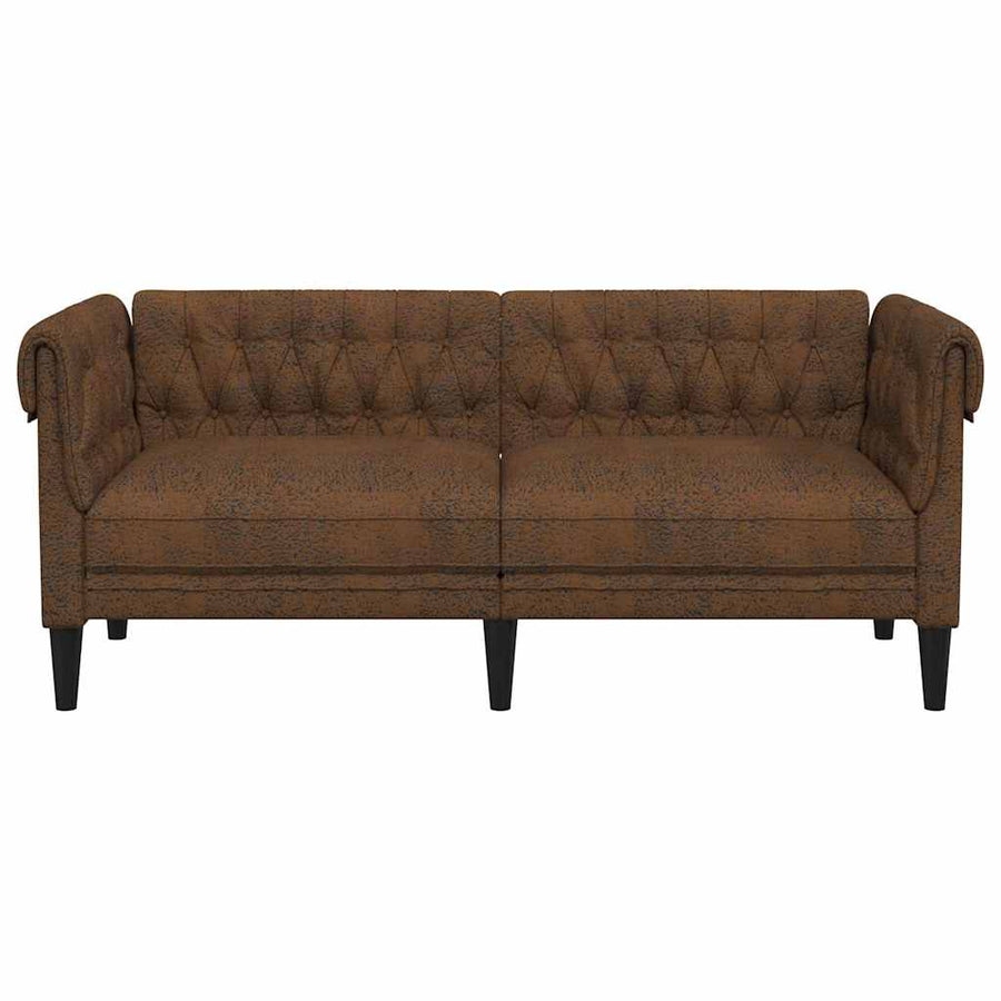 Chesterfieldbank Bruin 182.5 x 74.5 x 74.5 cm Faux suede leer